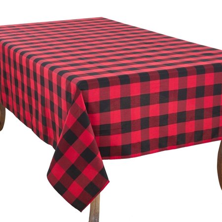 SARO LIFESTYLE SARO  70 x 180 in. Rectangle Buffalo Plaid Design Cotton Blend Tablecloth  Red 5026.R70180B